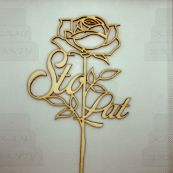 Topper "Sto Lat" róża