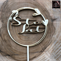 Topper "Sto Lat" koła, serca