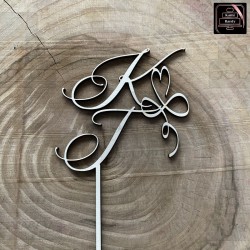 Topper "K&T"  serce, ornament