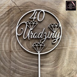 Topper "40 Urodziny" diamenty